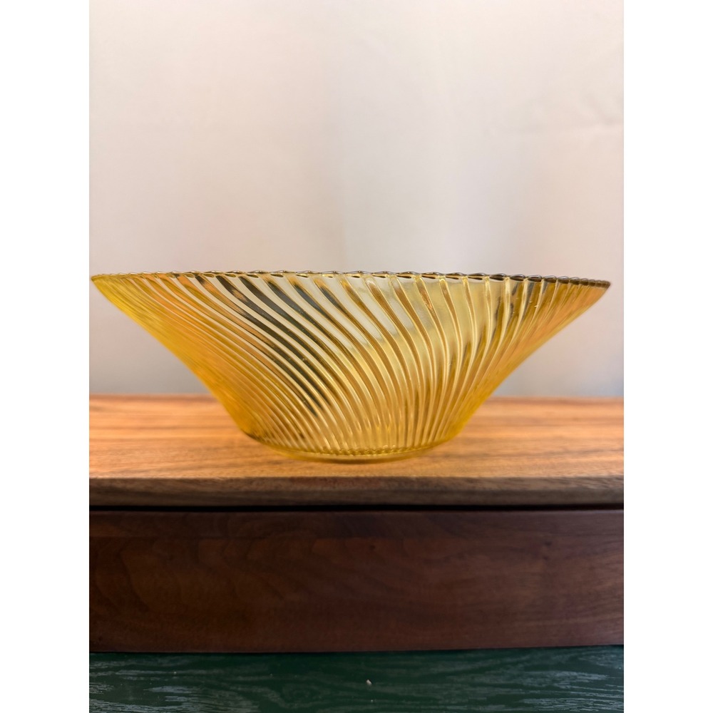 Federal Glass Diana Amber Swirl 11 Inch Serving Bowl Vintage Mid Century Modern